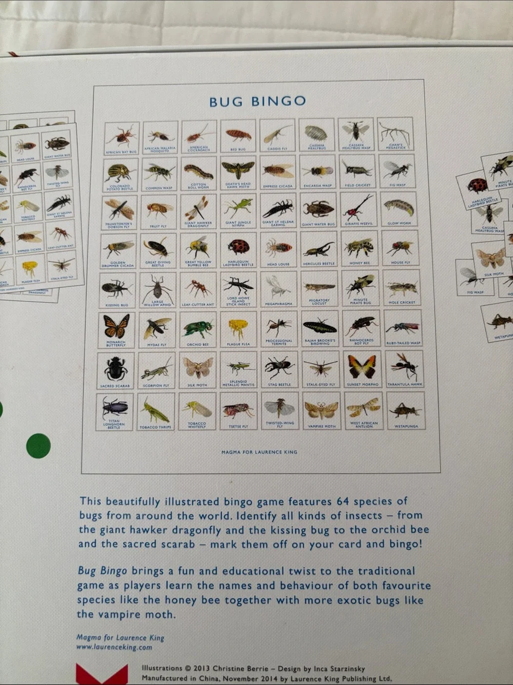 Anthropologie Bug Bingo Kids Toy Game - White with Colorful Insect Artwork